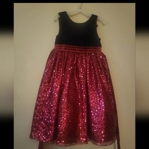 American Princess Black and Red Sequin Kids Formal Dress